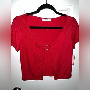 Red heart cut out tee
